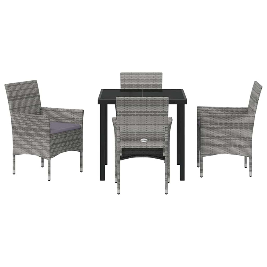 Garden Dining Set 5 pcs Grey Poly Rattan