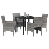 Garden Dining Set with Cushion 5 pcs Grey Poly Rattan - Side View