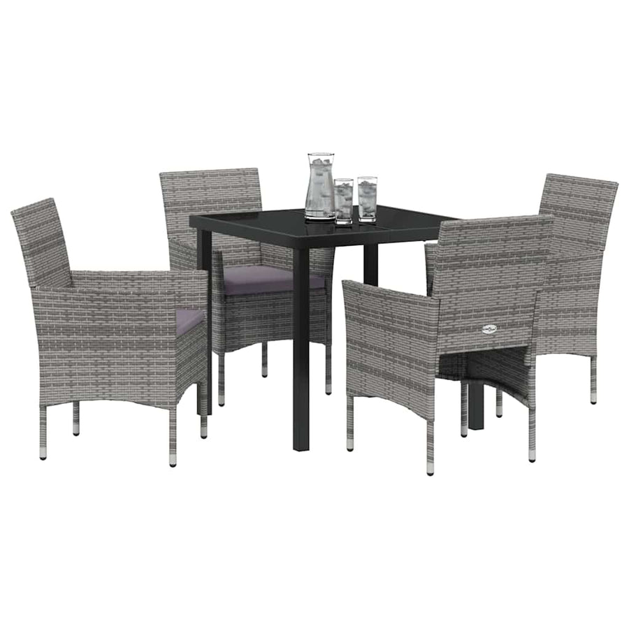 Garden Dining Set 5 pcs Grey Poly Rattan