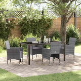 Garden Dining Set with Cushion 5 pcs Grey Poly Rattan