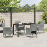 Garden Dining Set with Cushion 5 pcs Grey Poly Rattan - Top-Down View