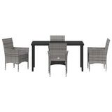 Garden Dining Set with Cushion 5 pcs Grey Poly Rattan