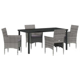 Garden Dining Set with Cushion 5 pcs Grey Poly Rattan - Front View