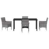 Garden Dining Set with Cushion 5 pcs Grey Poly Rattan - Close-Up Angle
