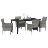 Garden Dining Set with Cushion 5 pcs Grey Poly Rattan