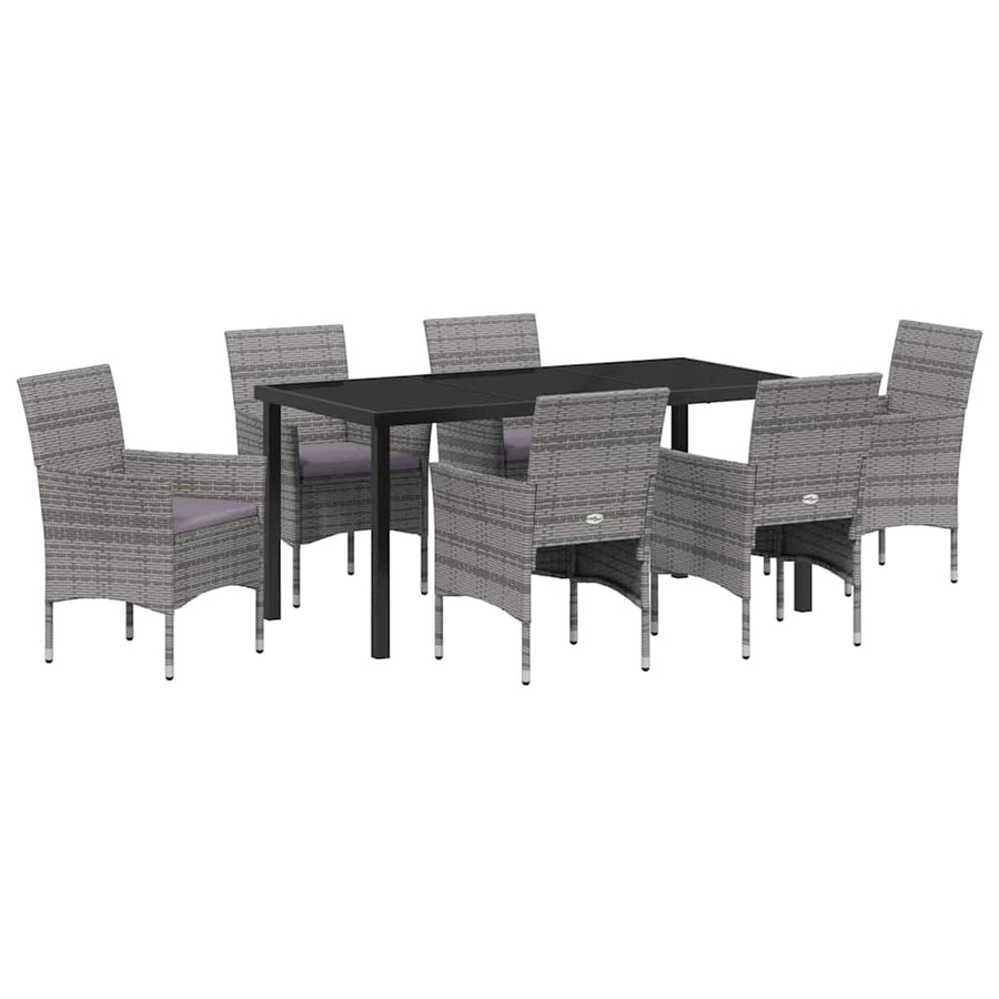 Garden Dining Set 7 pcs Grey Poly Rattan