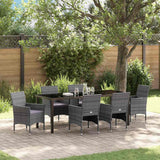 Garden Dining Set with Cushion 7 pcs Grey Poly Rattan