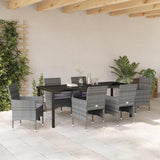 Garden Dining Set with Cushion 7 pcs Grey Poly Rattan