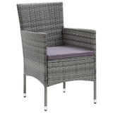 Garden Dining Set with Cushion 7 pcs Grey Poly Rattan