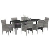 Garden Dining Set with Cushion 7 pcs Grey Poly Rattan