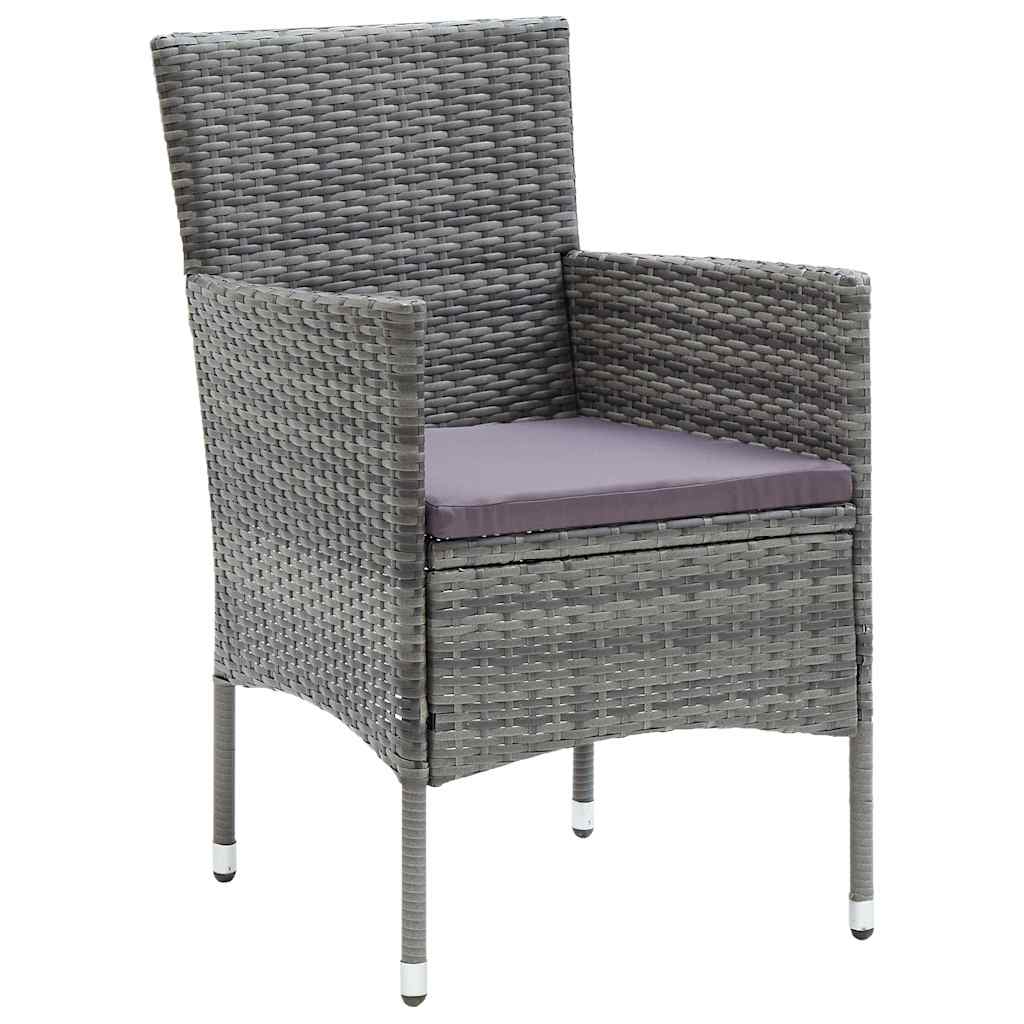 Garden Dining Set with Cushion 9 pcs Grey Poly Rattan