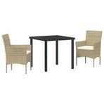Garden Dining Set 3 pcs Beige Poly Rattan