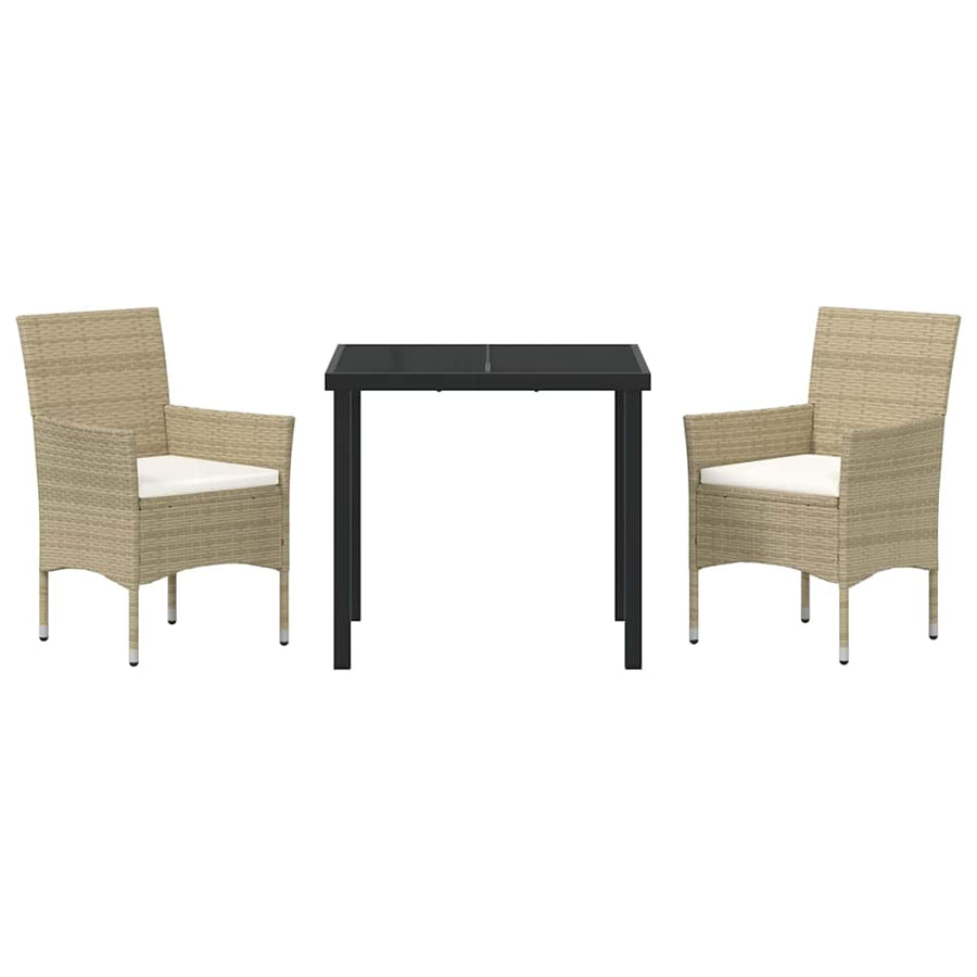 Garden Dining Set 3 pcs Beige Poly Rattan