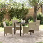 Garden Dining Set 5 pcs Beige Poly Rattan