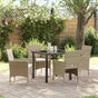 Garden Dining Set 5 pcs Beige Poly Rattan