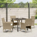 Garden Dining Set with Cushion 5 pcs Beige Poly Rattan - Top-Down View