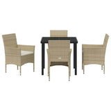 Garden Dining Set with Cushion 5 pcs Beige Poly Rattan - Close-Up Angle