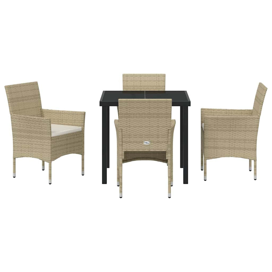 Garden Dining Set 5 pcs Beige Poly Rattan