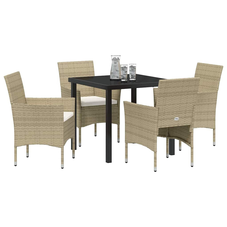 Garden Dining Set 5 pcs Beige Poly Rattan
