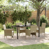Garden Dining Set with Cushion 5 pcs Beige Poly Rattan