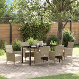Garden Dining Set with Cushion 7 pcs Beige Poly Rattan