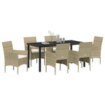 Garden Dining Set 7 pcs Beige Poly Rattan