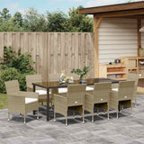 Garden Dining Set 9 pcs Beige Poly Rattan