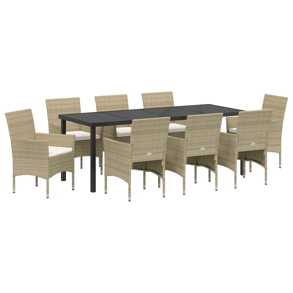 Garden Dining Set 9 pcs Beige Poly Rattan