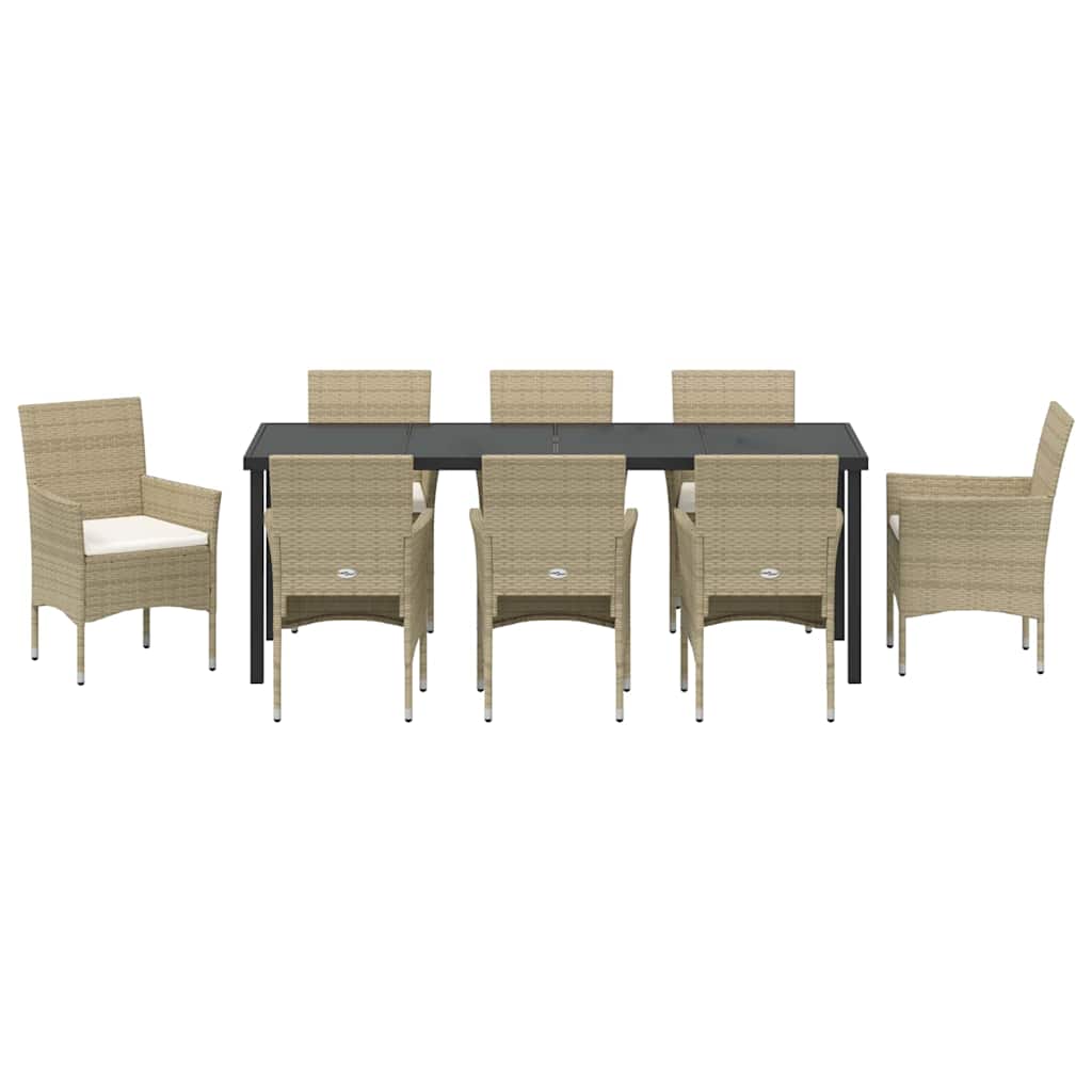 Garden Dining Set 9 pcs Beige Poly Rattan