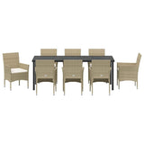 Garden Dining Set 9 pcs Beige Poly Rattan