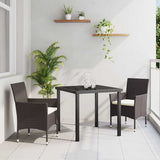 Garden Dining Set with Cushion 3 pcs Brown Poly Rattan