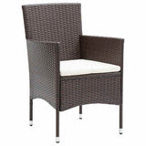Garden Dining Set with Cushion 3 pcs Brown Poly Rattan