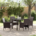 Garden Dining Set 5 pcs Brown Poly Rattan
