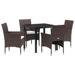 Garden Dining Set 5 pcs Brown Poly Rattan