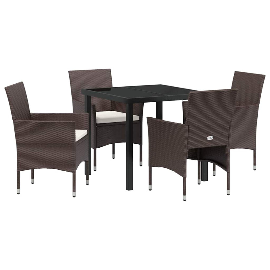 Garden Dining Set 5 pcs Brown Poly Rattan