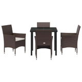 Garden Dining Set with Cushion 5 pcs Brown Poly Rattan