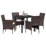 Garden Dining Set with Cushion 5 pcs Brown Poly Rattan - Side View
