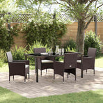 Garden Dining Set 5 pcs Brown Poly Rattan