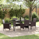 Garden Dining Set with Cushion 5 pcs Brown Poly Rattan