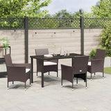 Garden Dining Set with Cushion 5 pcs Brown Poly Rattan