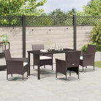 Garden Dining Set 5 pcs Brown Poly Rattan