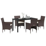 Garden Dining Set 5 pcs Brown Poly Rattan