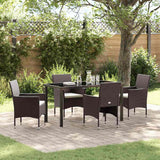 Garden Dining Set with Cushion 5 pcs Brown Poly Rattan