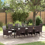 Garden Dining Set 9 pcs Brown Poly Rattan