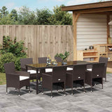 Garden Dining Set 9 pcs Brown Poly Rattan