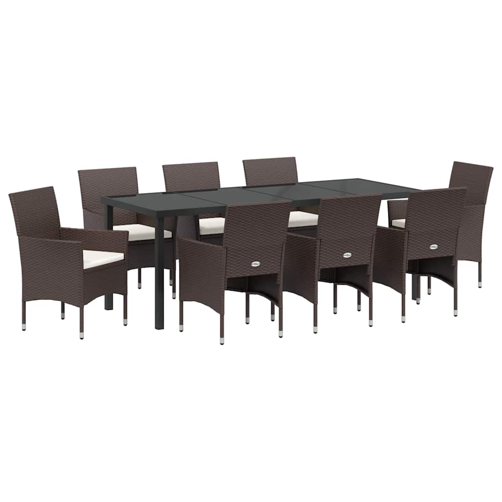 Garden Dining Set 9 pcs Brown Poly Rattan