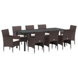 Garden Dining Set 9 pcs Brown Poly Rattan