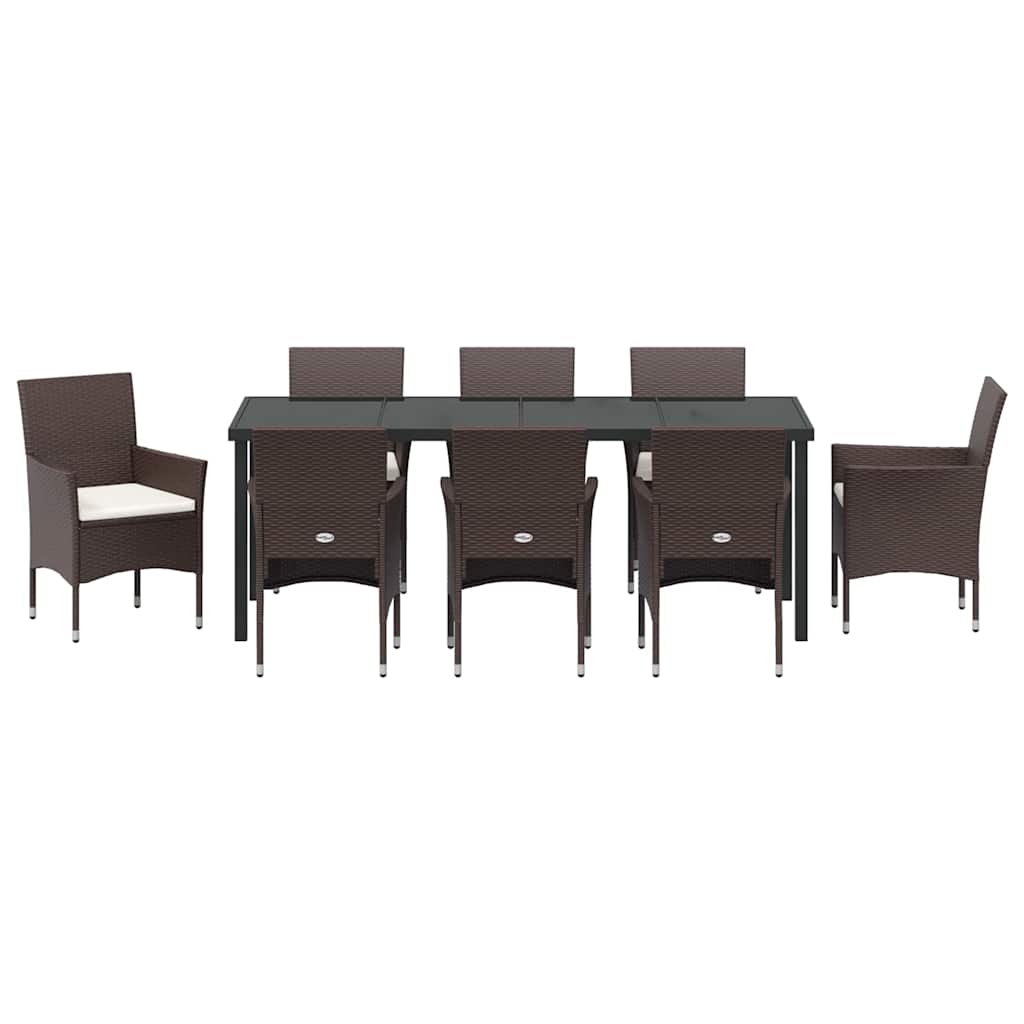 Garden Dining Set 9 pcs Brown Poly Rattan