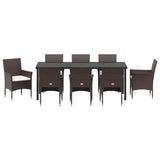Garden Dining Set 9 pcs Brown Poly Rattan
