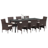 Garden Dining Set 9 pcs Brown Poly Rattan